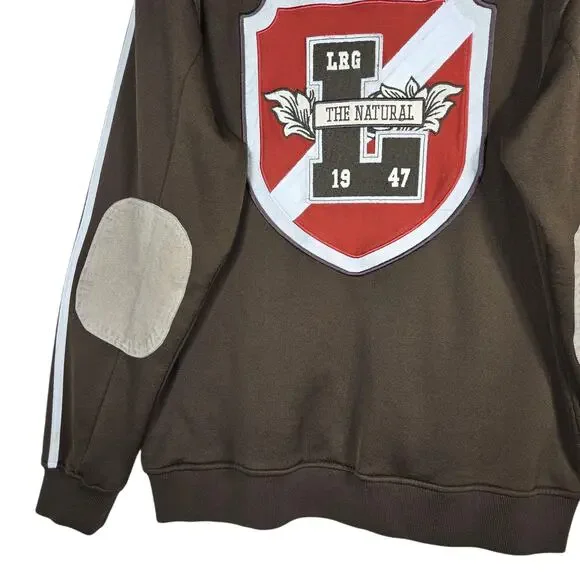 LRG Killa Cambridge Track Jacket Mens Medium Brown Suede Elbow Patches Varsity - Picture 11 of 12